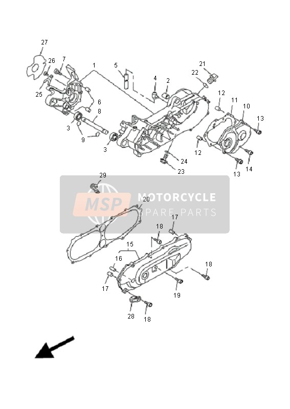 Yamaha CW50 2011 Caja Del Cigüeñal para un 2011 Yamaha CW50